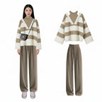 Women Sweater Pants Suit Korean Elegant Winter Blouse - Vusy Kawaii Shop