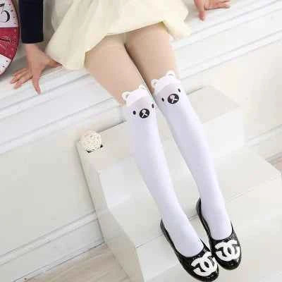 Spring autumn warm children Baby Kids tights printing Cartoon Animal Bear pantyhose cat kawaii Knee tattoo Student girl stocking