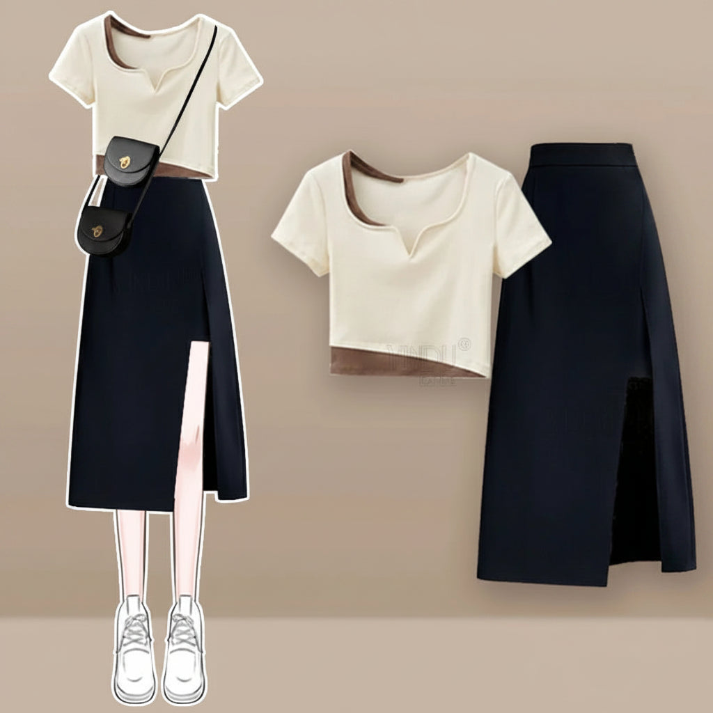 Summer Short Sleeve Top Junction Design Sensibility Slimming - Vusy Kawaii Shop