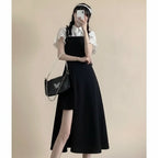 Summer Preppy Style 2-Piece Set Short Shirt with Tie - Vusy Kawaii Shop
