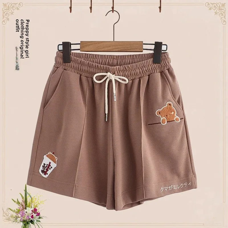 Summer Short Sleeve Sports Suit Cute Bear T-Shirt Japanese - Vusy Kawaii Shop