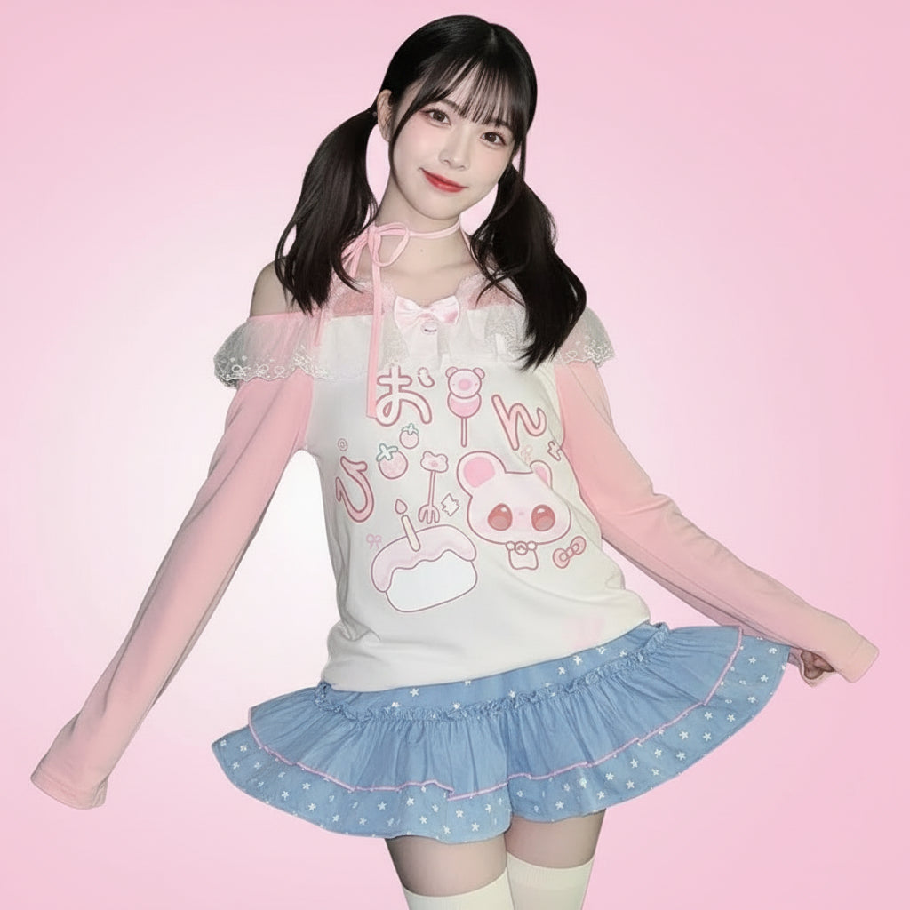 Women Clothing Kawaii Anime Printed T-Shirt Autumn - Vusy Kawaii Shop