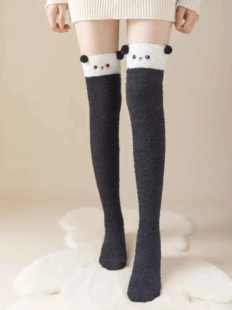 Womens Fuzzy Socks Slipper Winter Fluffy Comfy Cozy Socks Cabin Warm Home Socks Cute Knee High Socks