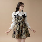 Lolita Style Sweet Blouse and Mini Sling Dress Two Piece Set - Vusy Kawaii Shop