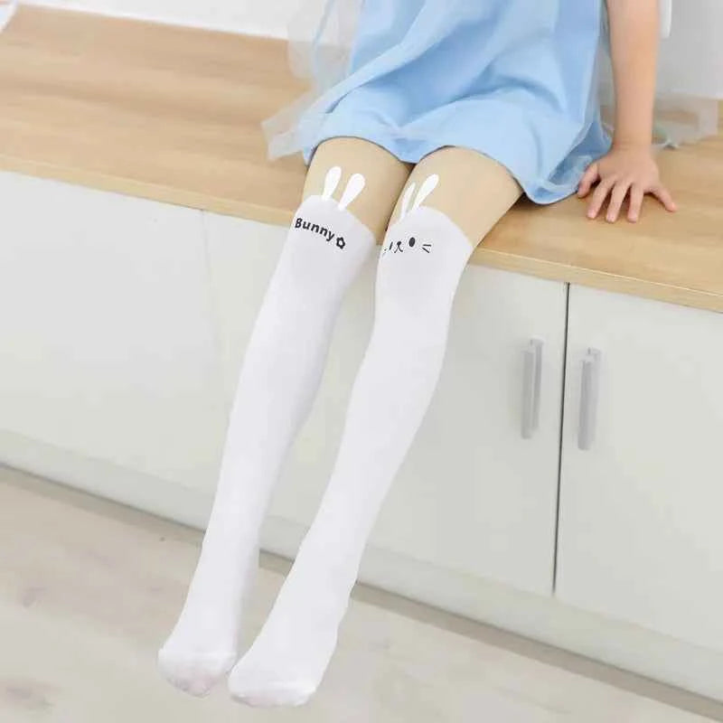 Spring autumn warm children Baby Kids tights printing Cartoon Animal Bear pantyhose cat kawaii Knee tattoo Student girl stocking