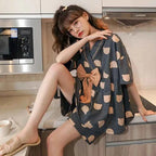 Japan Summer Sweet kimano Women's Short Sleep Tops Shorts pajamas set Ladies Sweet home clothes Sleepwear women's pajamas 2022