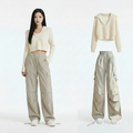 Vintage Navy Collar Knit Vest & Cargo Pants 3-Piece Set
