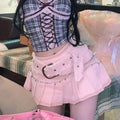 Pink Mini Skirts Aesthetic Sweet Cute High Sweet Slim Skirt