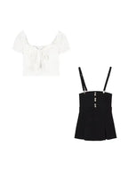 Chic Two Piece Dress Sets Summer Black Bodycon Dress Crop - Vusy Kawaii Shop