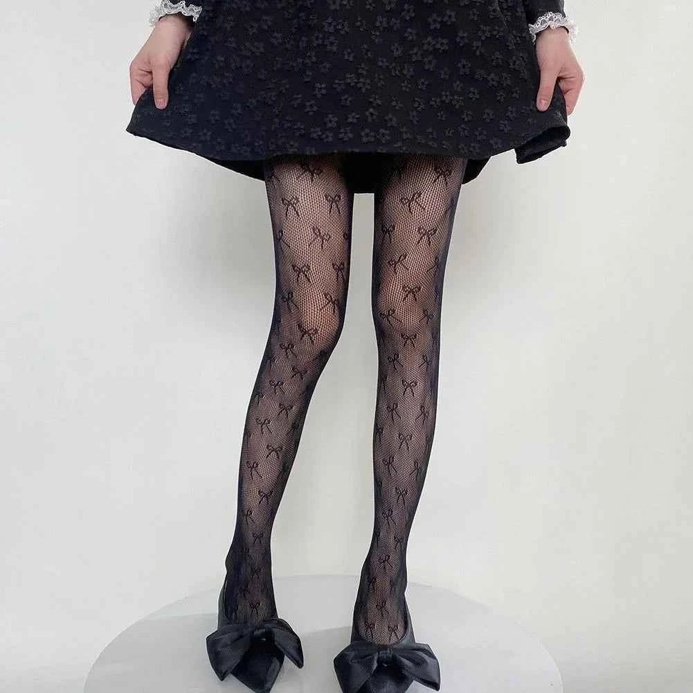 New Goth Lolita Cosplay JK Girls Tights Women Sexy Retro Gothic Kawaii Cross Print Club Stockings Nylon Socks Fishnet Pantyhose