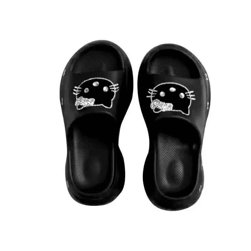 New Sanrios Hello Kittys Slippers Women Summer Fashion Wedge Platform Slides Girl Sandals Outdoor Soft Sole Beach Shoes Non Slip