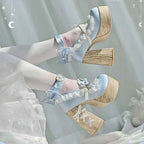 Ele Sweet Lolita High Heels Ultra High Waterproof Platform Cute Girls oes Faionable Comfortable Loers