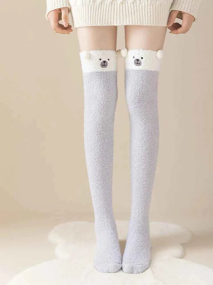 Womens Fuzzy Socks Slipper Winter Fluffy Comfy Cozy Socks Cabin Warm Home Socks Cute Knee High Socks