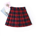 Plaid Pleated Skirt Women Spring High Waist A-Line Skirt