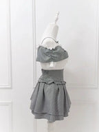 Women's Coquette Plaid Crop Top & Mini Skirt Set
