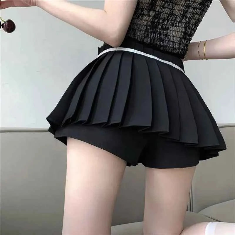 Pleated Mini Skirts Women JK Slim Simple Pure Streetwear
