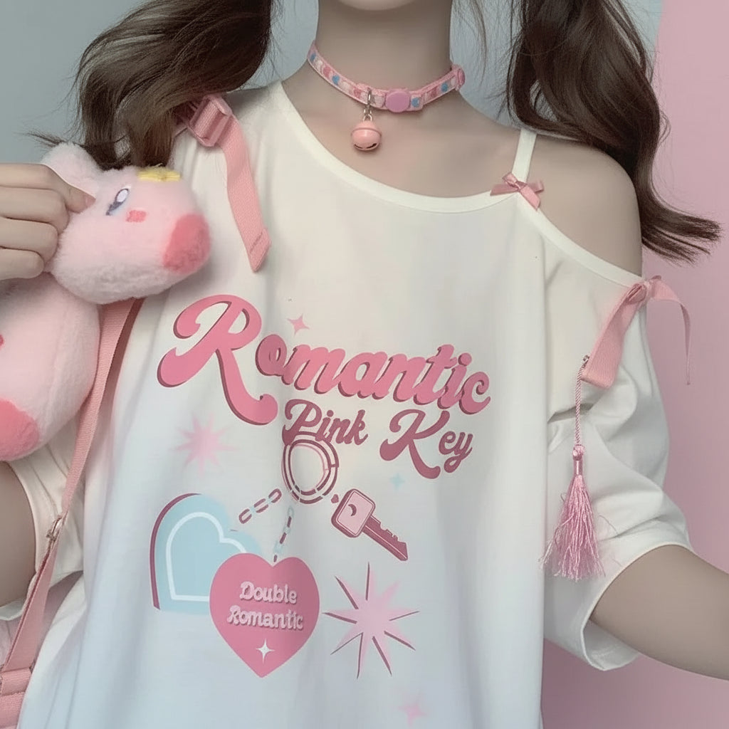 Harajuku Egirl T Shirt Korean Style Heart Print Gothic Off - Vusy Kawaii Shop