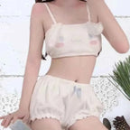 Sanrioed Kuromi My Melody Cinnamoroll Sexy Womenpajamas Hot Girls Flannel Cartoon Fluffy Suspender Pajamas Shorts Set Girls Gift