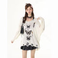 Girl Butterfly Hollow Long Sleeve Knitwear Pullover Women