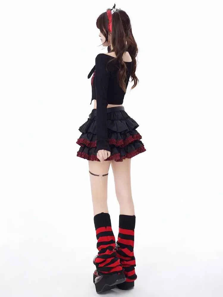 Mini Skirts Summer Women Black Gothic A-Line Pleated Skirt