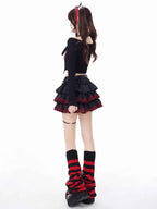 Mini Skirts Summer Women Black Gothic A-Line Pleated Skirt