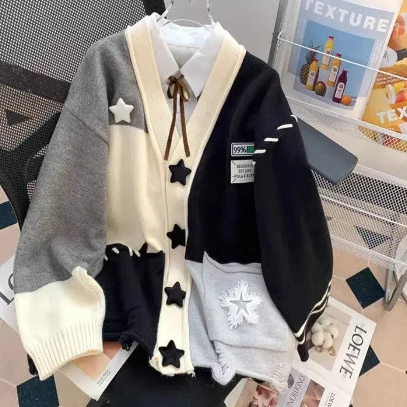 Sweater Jacket Loose and Lazy Style Soft and Sticky Knitted - Vusy Kawaii Shop