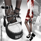 Original Summer Punk Style Round Toe Thick Sole Cake Shoes Y2K Riveted High Heels Women's Lolita Witch Shoes