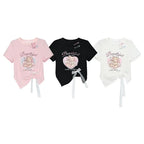 Sweetheart Bear Printed Soft Girl Slimming Crop Top Women - Vusy Kawaii Shop