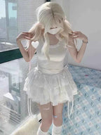 Ballet Kawaii Lace Mini Skirt Girl Cute Lolita White A-line