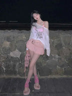 Pink Mini Skirts Aesthetic Sweet Cute High Sweet Slim Skirt