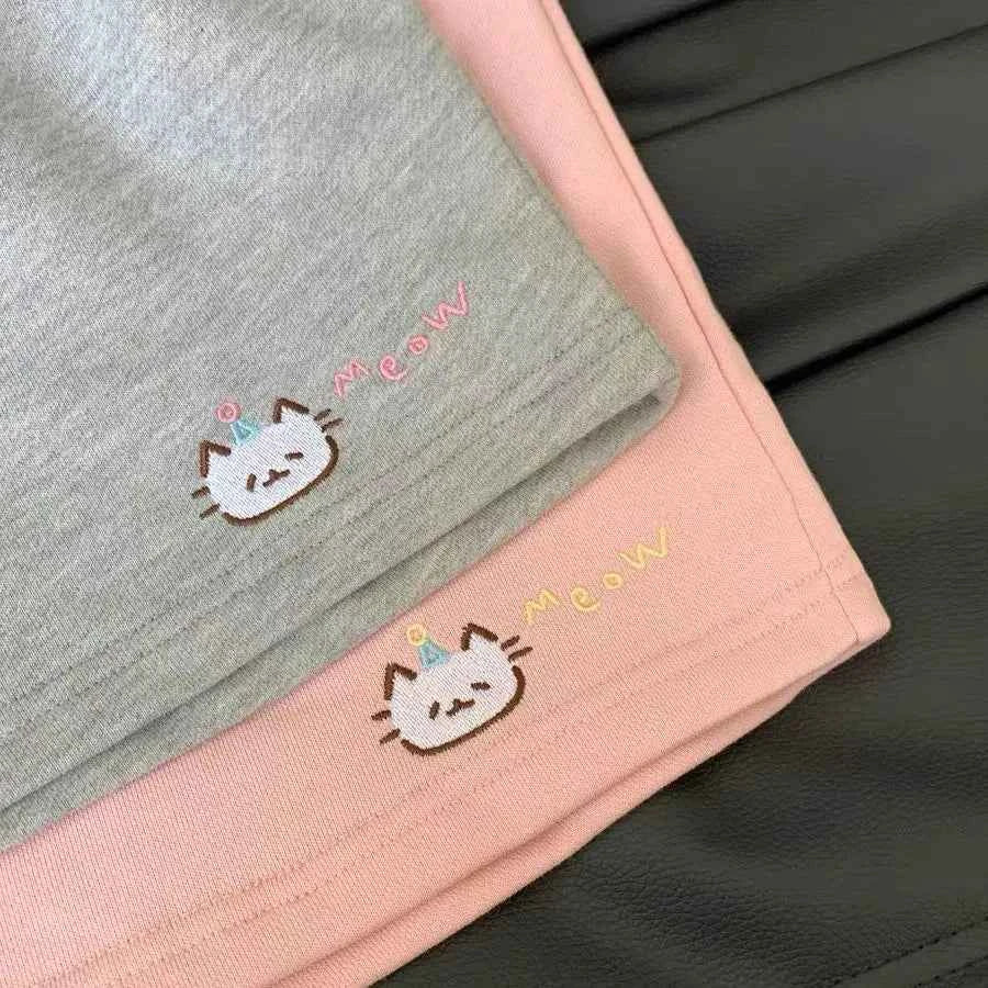 Cat Embroidery All Match Shorts Summer Korean Loose Student