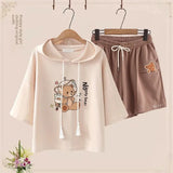 
Apricot Space Bear Top + coffee shorts