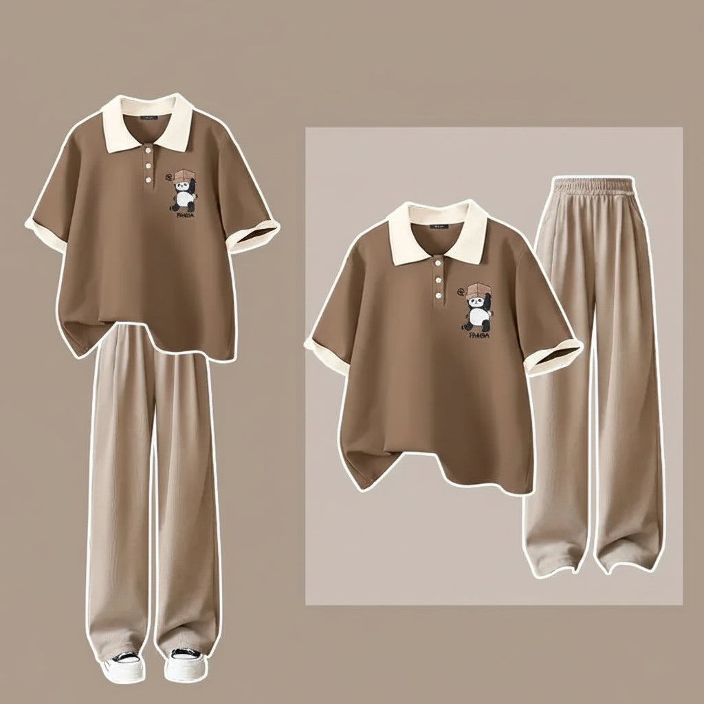 Summer Loose 2 Piece Sets Outfits Cartoon Short Sleeved - Vusy Kawaii Shop