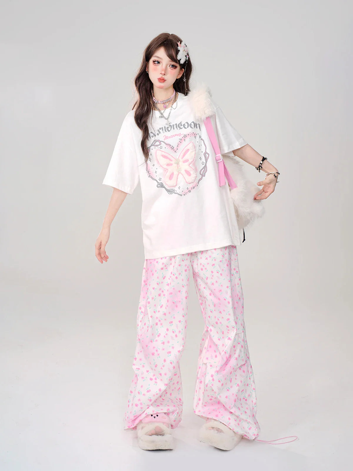 Oversized Shoulder Short Sleeved Personalized T-Shirt Women - Vusy Kawaii Shop
