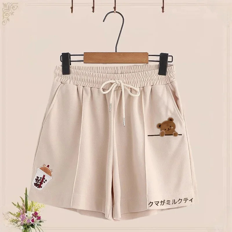 Summer Short Sleeve Sports Suit Cute Bear T-Shirt Japanese - Vusy Kawaii Shop