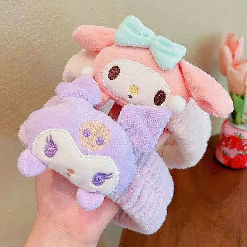 Kuromi Melody Cute Face Wash Makeup Hairband Kawaii Cinnamoroll Sweet Non Slip Elastic Hair Accessories