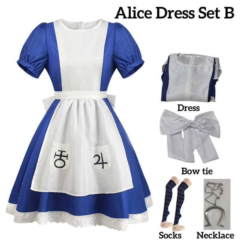 Alice Madness Returns clean dress set B with bow tie and socks, front view