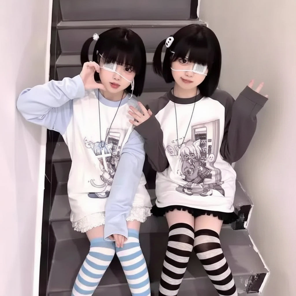Japanese Woman Clothing with Removable Sleeve T-Shirts Short - Vusy Kawaii Shop