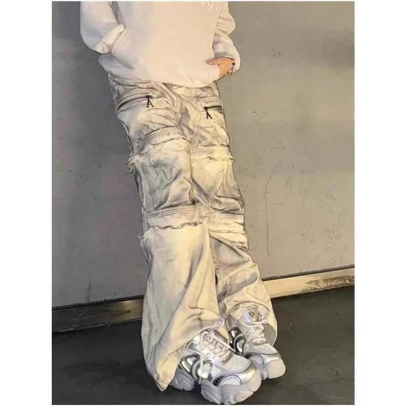 High Waist Women Tie Dyeing Jeans Hip-hop Style Vintage Streetwear Y2K Wide Leg Jean Plus Size Female Trouser Baggy Denim Pants