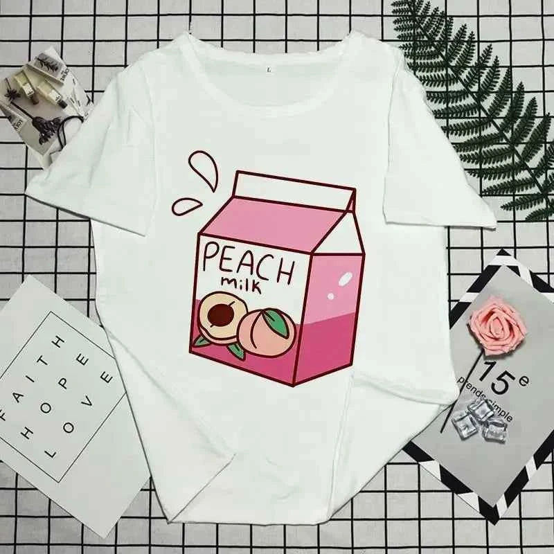 Summer Pink Fashion Korean Style Japanese Strawberry Juice
