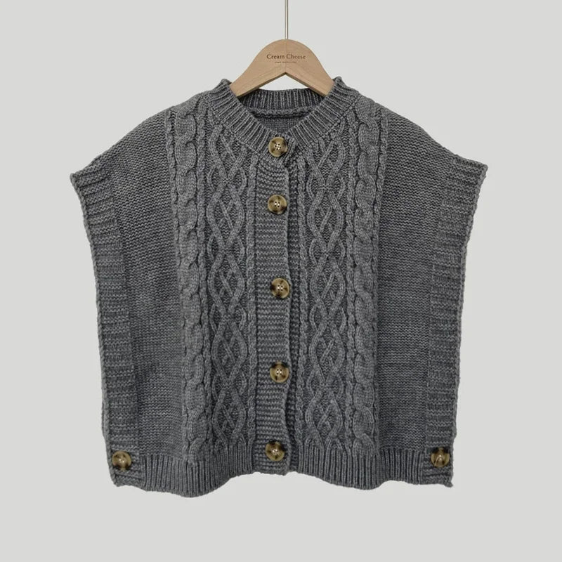 Cable Knit Sweater Vest Cozy Button-Up Sleeveless Crop Top - Vusy Kawaii Shop