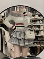 Women Top Sweet College Style Patchwork Knit Sweater Off - Vusy Kawaii Shop
