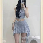 Sexy Summer Half Skirt Bikini Set with Lace Trim Hanging - Vusy Kawaii Shop