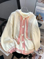 Cute Sweet Cardigan Sweaters Women White Knitted Coats Long - Vusy Kawaii Shop