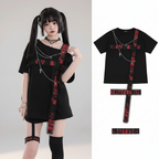 Harajuku T-Shirts Damen Kreuzkette Oberteil Locker Off