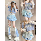 American Sweet Summer Peter Pan Collar Crop Top - Vusy Kawaii Shop