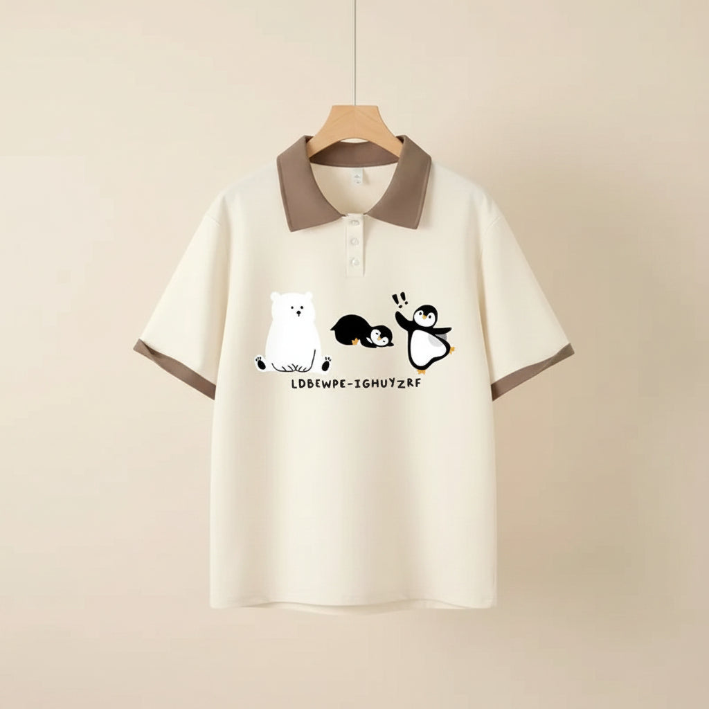 Summer Japanese Loose Polo Short-Sleeved T-Shirt Sweet Cute - Vusy Kawaii Shop