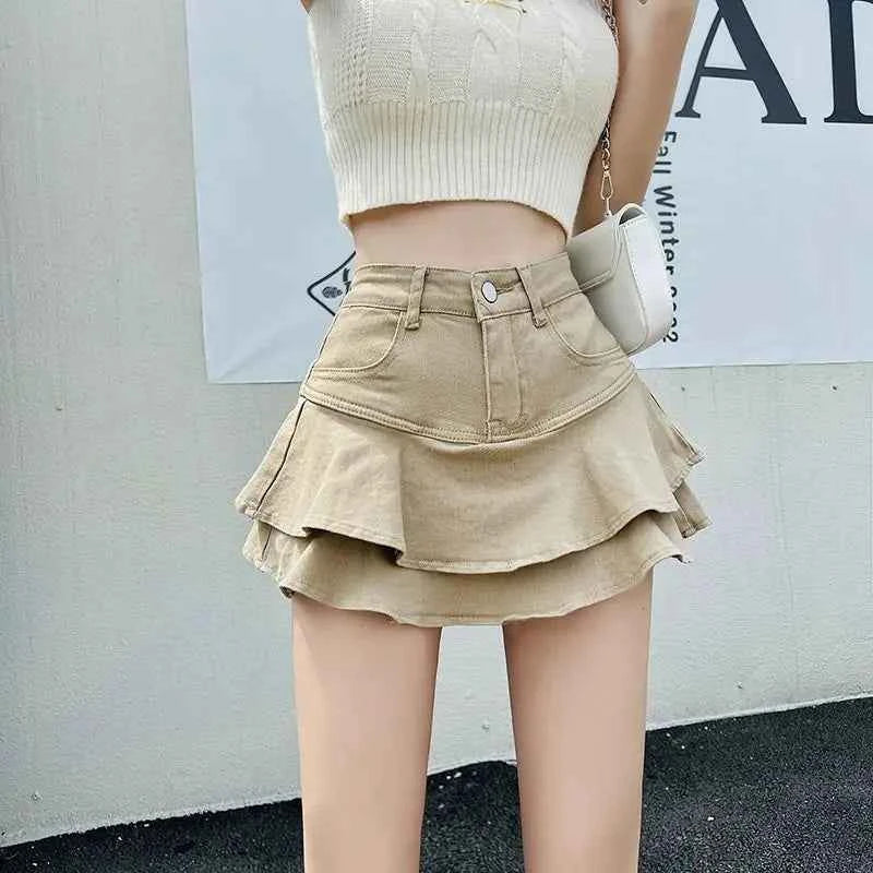 Mini Skirts Vintage High Waist Women Pleated Skirt Chic