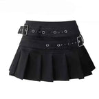 Fashion Design Double Belt Pleated Skirt in Summer Korean