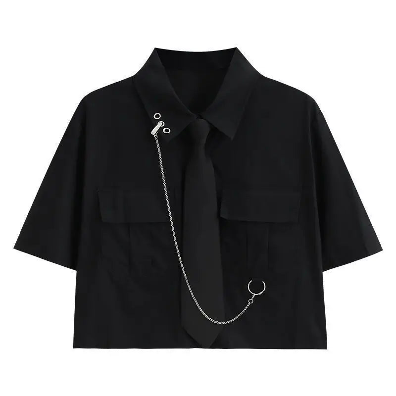 Tracksuit Set Korean College Style with Short-Sleeve Shirt - Vusy Kawaii Shop
